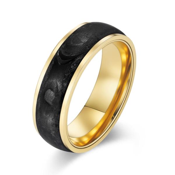 Anneaux de mariage pour hommes contemporains Unisexe 2025 plaqué en or 14K et or rose Forgé bande de mariage en fibre de carbone Bandes pour hommes