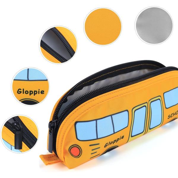 Gloppie Cute Pencil Case Kawaii Pencil Pouch Small Pencil Case Simple Pencil Bags with Zipper Pen Case Bus Pen Case,