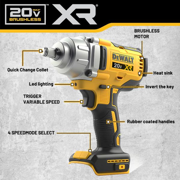 DEWALTt DCF892 20V Automotive Repair Electric Impact Wrench 1300M.N
