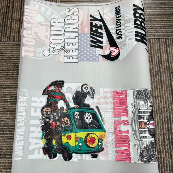 High-Quality Ready To Press Pug Life Dog DTF Heat Transfer Stickers – Customizable Size On Durable PET Film For T-Shirt Branding & Custom Pug Design