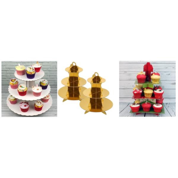 Biodegradable Red Colored Printed Paper Cupcake Stand In Gift Store