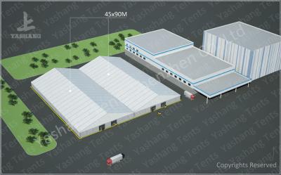8000m² Big Logistics Outdoor Warehouse Tents Ridge Shape With Electric Roller Gate