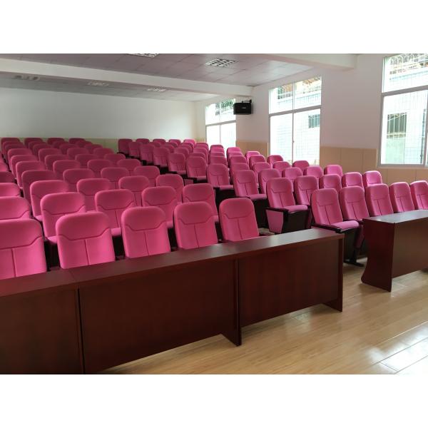 Plywood Outback Retractable Auditorium Chairs Fully Upholstered Dark Blue Fabric