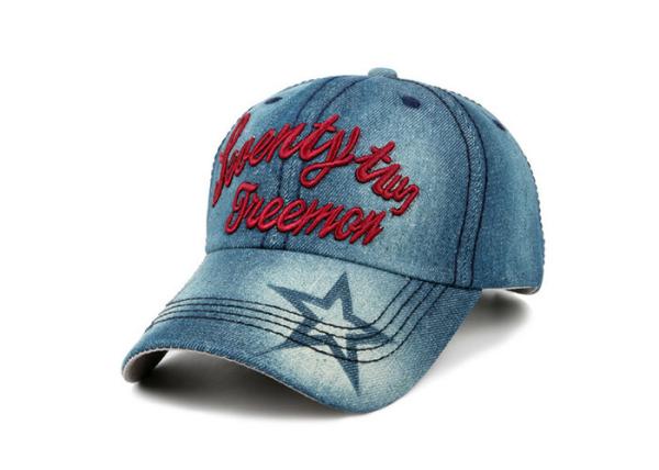 6 Panel Denim Baseball Cap Lemon Color 3D Embroidery Logo Fashion Style For Adult