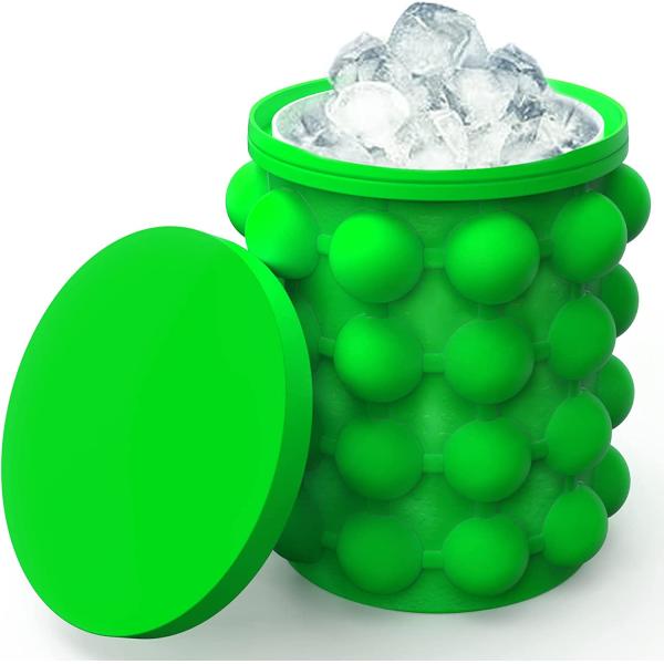 267 Grams Portable Silicone Half Round Space Saving Ice Bucket with Lid Blue/Red/Yellow