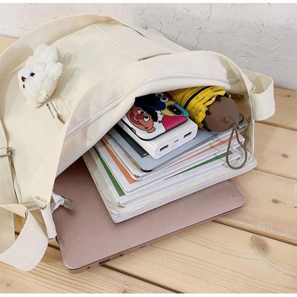 Brand: Kehpish Economical Cotton Canvas Tote Bag,Women Hobo Shoulder Bag Crossbody Handbag with 3 External Pocket