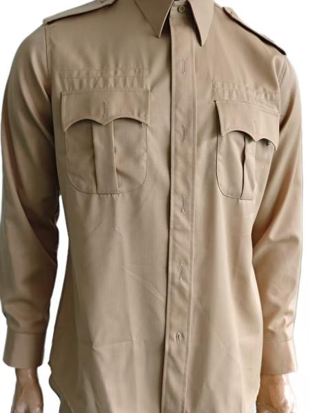 Military Dress Simple And Elegant Classic Khaki Officer'S Dress Uniform Set Wool Polyester Blend Shirt And  Pants Ceremonial Uniform