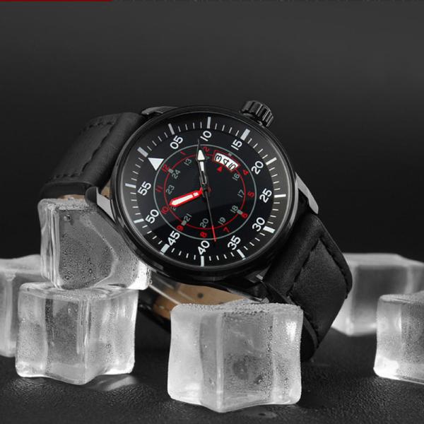 Leather Strap Men'S Casual Sport Watches Quartz Movement Minimalist Sports Watch