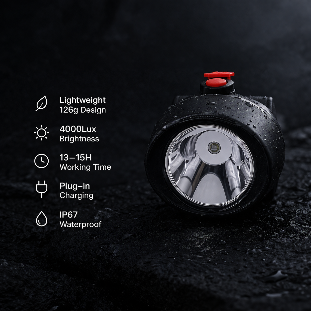 Rechargeable LED Mining Cap Lamp Corded Miner Headlamp IP67 Waterproof Underground Mining Light GL2.5-A