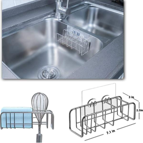 Adhesive Sponge Holder Brush Holder Kitchen Sink Organization Basket