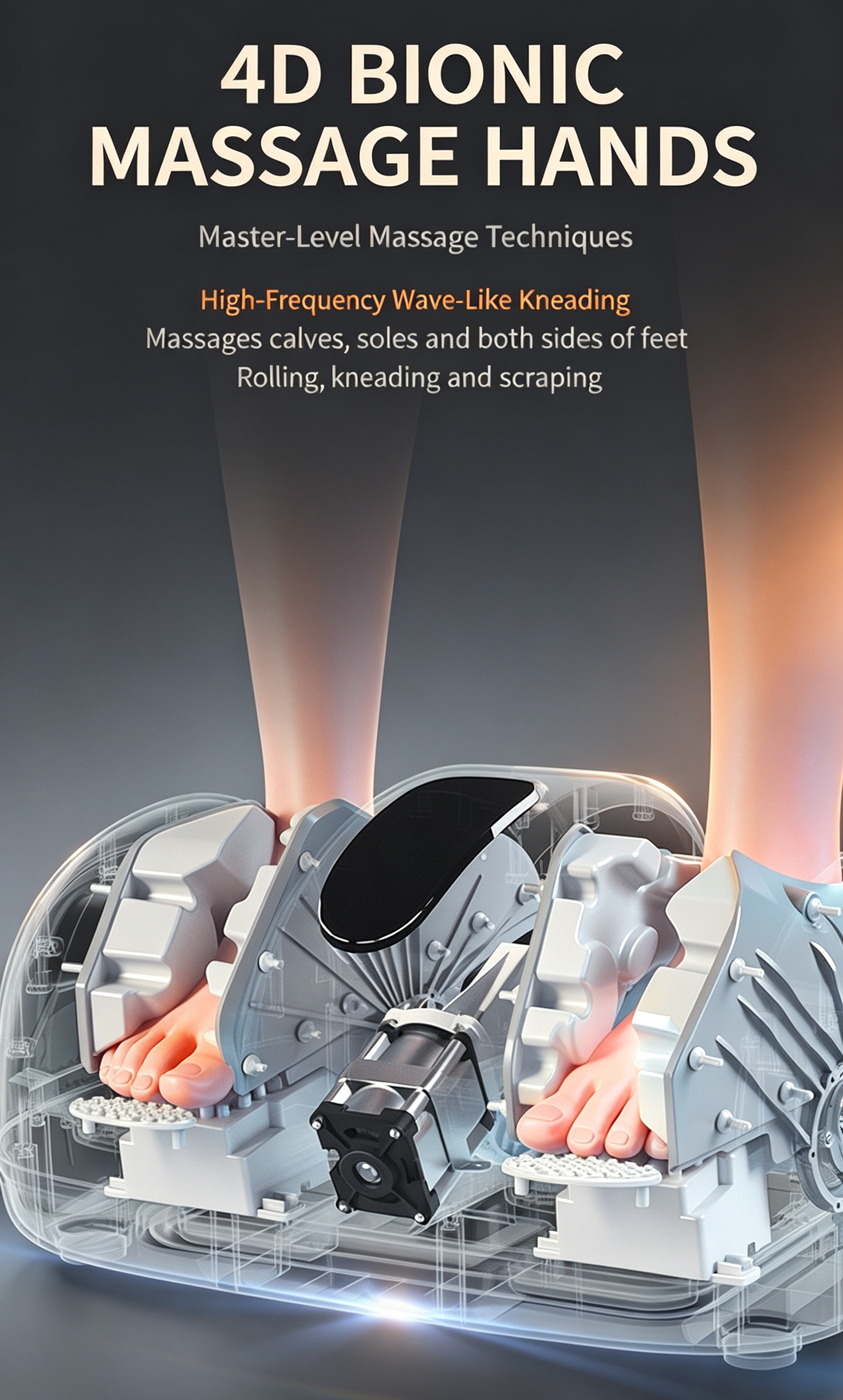 ZN-BF08 4D Bionic Deep Kneading Foot and Calf Massager with Heat and Wireless Remote Control