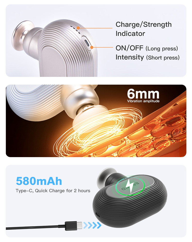 4 Speed Percussion Massage Gun Brushless Mini  Pocket Force Palm Size Massager Gun