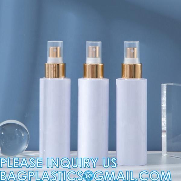 Cosmetic Spray Bottles PET Plastic 60ml 80ml 100ml 120ml Gold Plating Pump Water Liquid Spray Bottle OEM