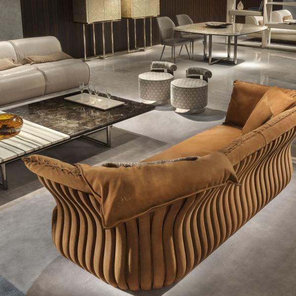 High End Modern Luxury Living Room Furniture Sets Classic Stainless Steel Leg Sofa