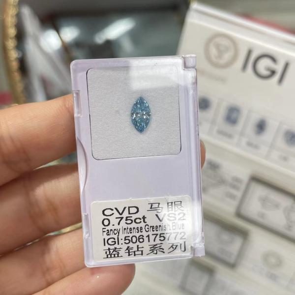 Diamantes azuis de pequeno porte cultivados em laboratório 0,6ct 0,7ct 0,8ct 0,9ct Certificado IGI