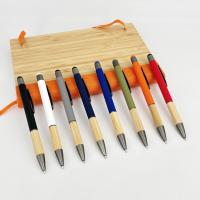 École créative à poignée de bambou stylo à bille en plastique stylo à bille en caoutchouc à écran tactile en caoutchouc