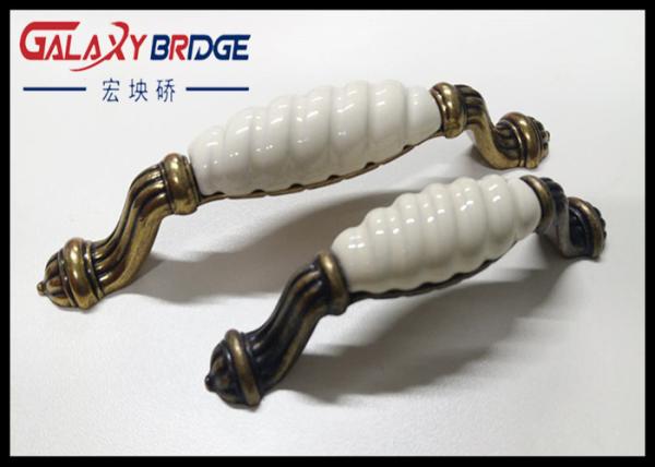 Brass Plated Ceramic Handles And Knobs 128mm Elegance Style porcelain  Furniture Fittings