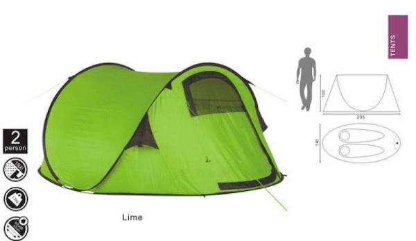 190T Poliéster 3 Pessoas Pop Up Camping Tents Custom Impermeável Exterior 180X235X100CM