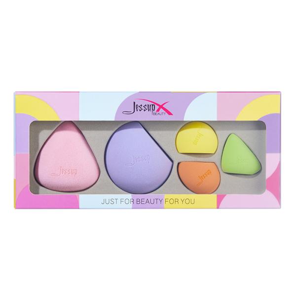 Jessup 5pcs 47g Makeup Puff Sponge Colorful Multifunctional