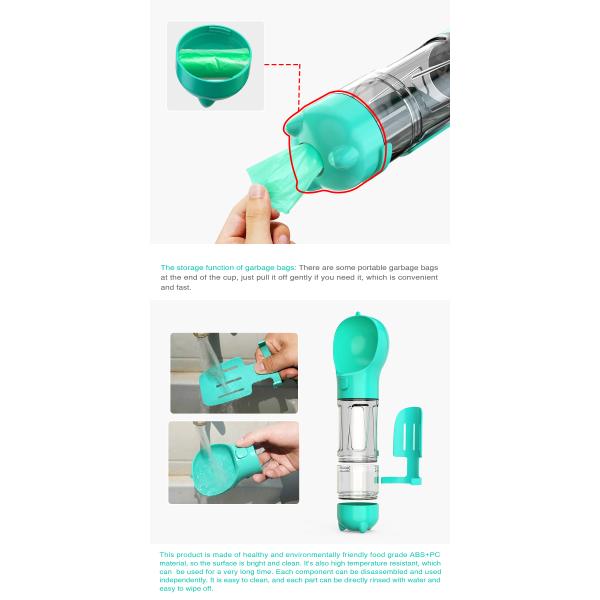 19OZ 4 в 1 портативном распределителе воды собаки с питаясь лопаткоулавливателем кормы шара