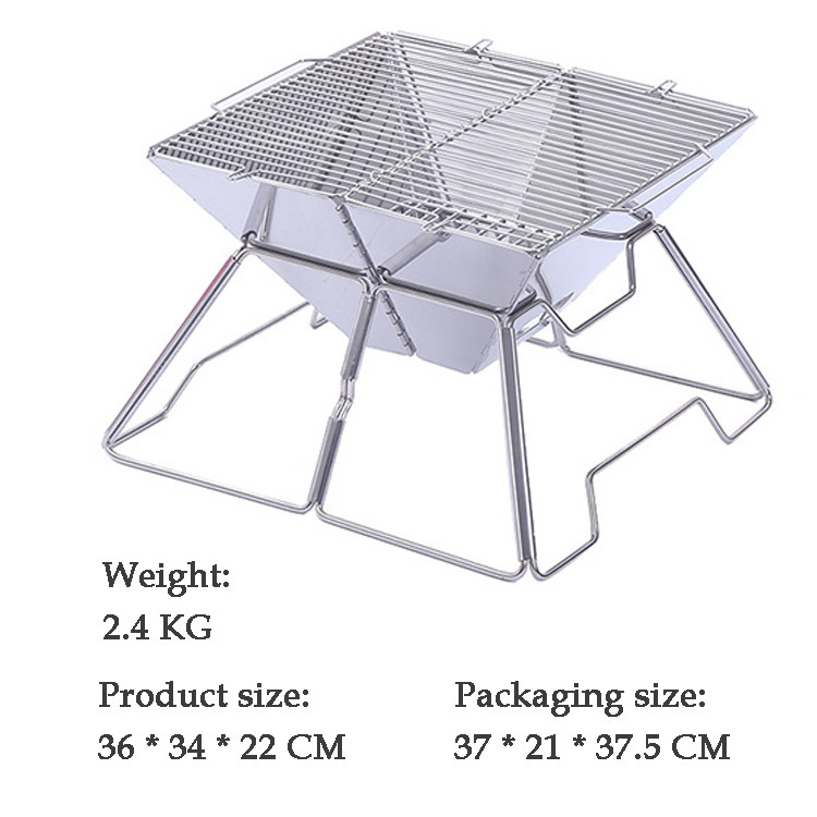 Folding Portable Camping Charcoal Barbecue Bbq Grill for Outdoor Hiking Picnic and BBQ