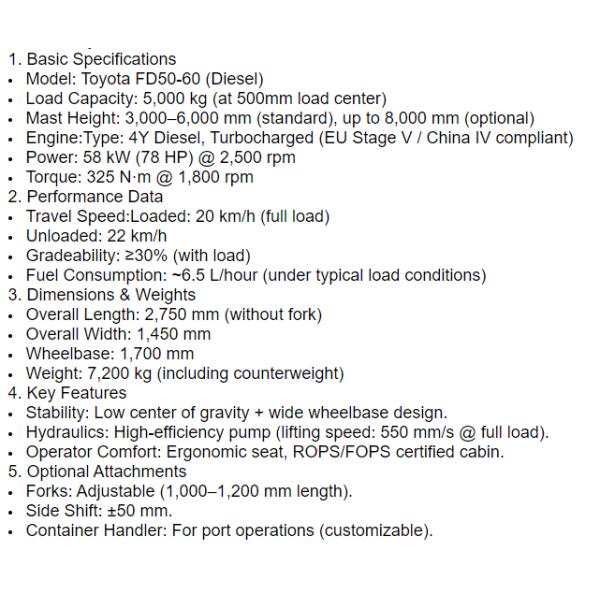 Original Japón Usado 5 toneladas de elevadora de segunda mano Toyota 3.5 toneladas de elevadora de segunda mano