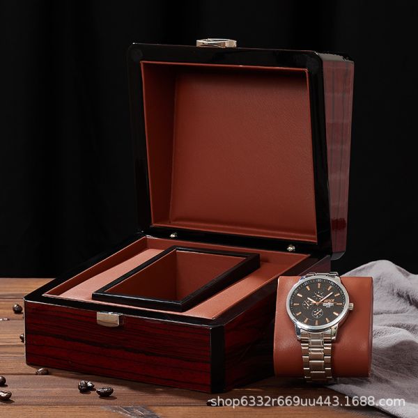 Piano Lacquer Wooden Watch Jewelry Box Leather Storage Display Organizer Case