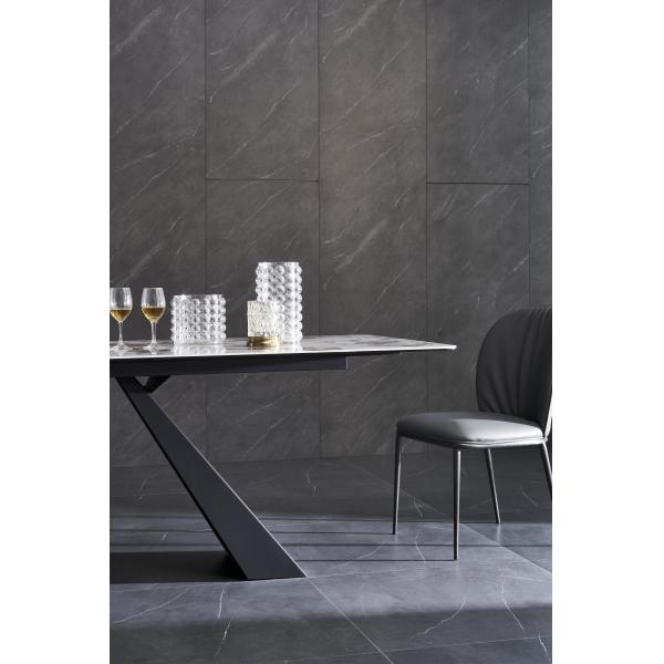 Italian High End Dining Room Furniture Steel Dinning Table Sets Luxury 6 Chairs Modern Marble