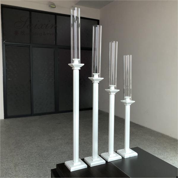 4 Pcs White Tall Candlestick Holders Crystal Wedding Decoration 70cm-100cm