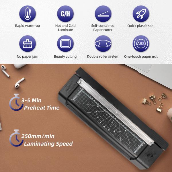Cold Hot 13 Inch Desktop Laminating Machine 4 in 1 Thermal Laminator With Paper Trimmer Punch Corner Rounder