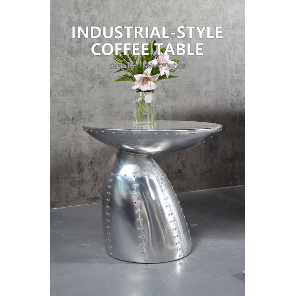 Nidea #311 Aviator Retro Industrial Loft Style Aluminum Handmade Coffee Table with Chair for Living Room