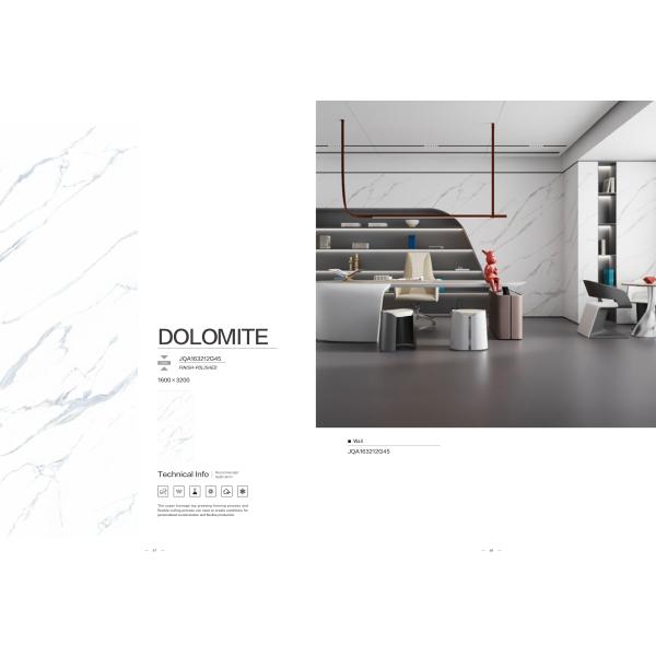 плита стены живущей комнаты плитки пола 1600*3200мм толщины 12мм отполированная белизной