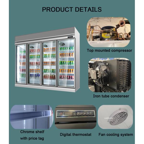 Supermarket Milk Beverage Refrigerated Showcase With Digital Temperature Controller