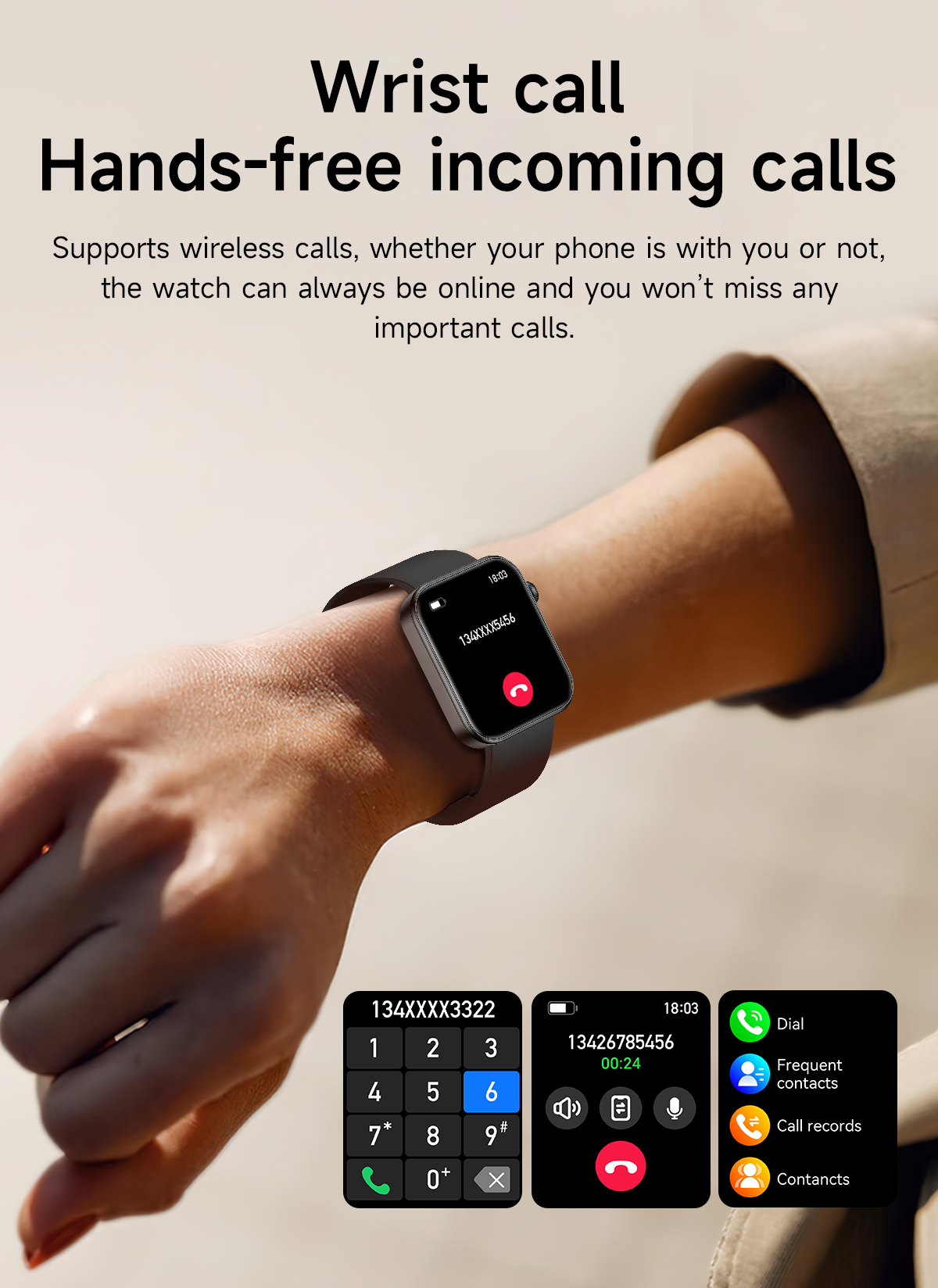 1.83inch large full touch screen digital body skin temperature sensor square dial custom gps tracking caller id HK5 smart phone calling J11 watch call function access control ladies female kids