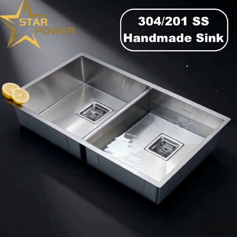 Handmade Gunmetal PVD Embossed Stain-Resistant Kitchen Sink with Food Grade 304/316 Stainless Steel