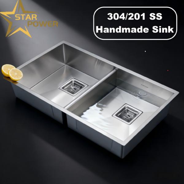 Handmade Gunmetal PVD Embossed Stain-Resistant Kitchen Sink with Food Grade 304/316 Stainless Steel