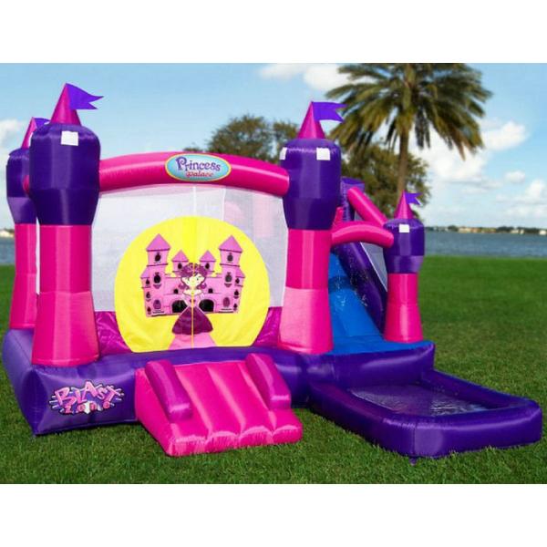 Jump And Slide Pink Bounce House PVC Plato Tarpaulin Scratch - Proof  4*4*4m