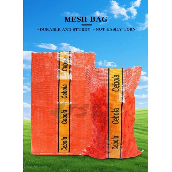 20kgs Orange Tubular Mesh Bag With Vertical Logo For Onion