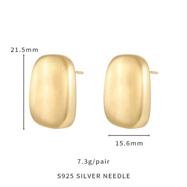 New Trendy Korean Popular Jewelry Retro Minimalist Style Earrings 925 Silver Needle Frosted Brushed Stud Earrings for Women
