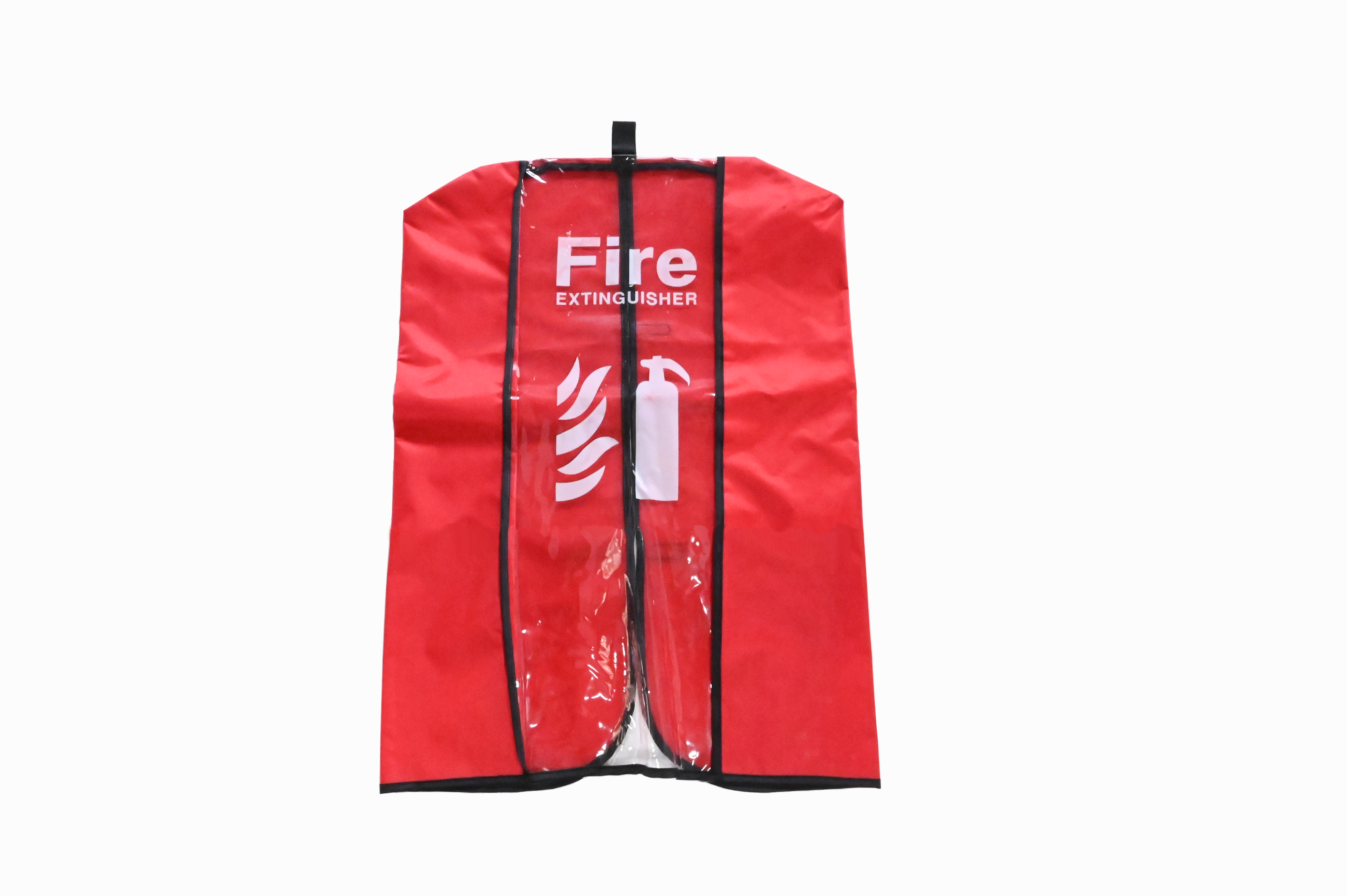 Red Fire Extinguisher Protective Cover, Oxford Fabric Dust‑Proof Fire Extinguisher Jacket with Clear Transparent PVC View Window & Quick‑Release Velcro Strap for 2‑9kg Portable Fire Extinguishers