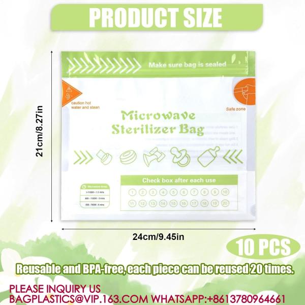 Microwave Steam Sterilizer Bags, Baby Bottle Cleaning Bag Sterilizer Bags Breast Pump