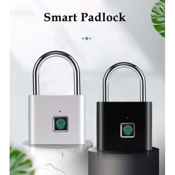 2024 High Security Zinc Alloy Electronic Fingerprint Padlock for Brass Gym Cabinets Drawers Anti-Theft Memory Card Data Storage