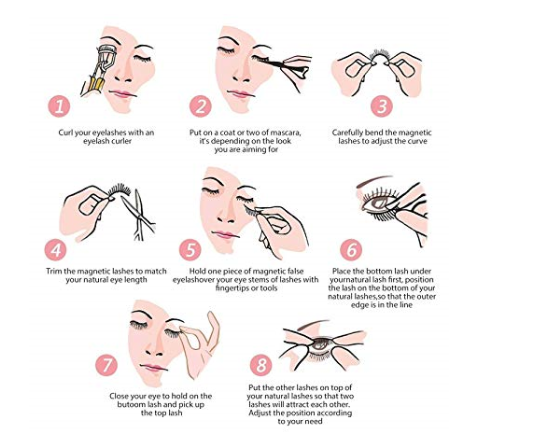 Handmade Long Thick 3D  Magnetic Fake Lashes Full Eye  Glue - Free Design