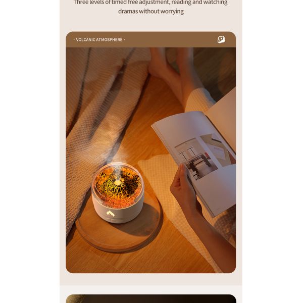 Electric Ultrasonic Aroma Air Humidifier Volcano Design USB Powered Timing Function