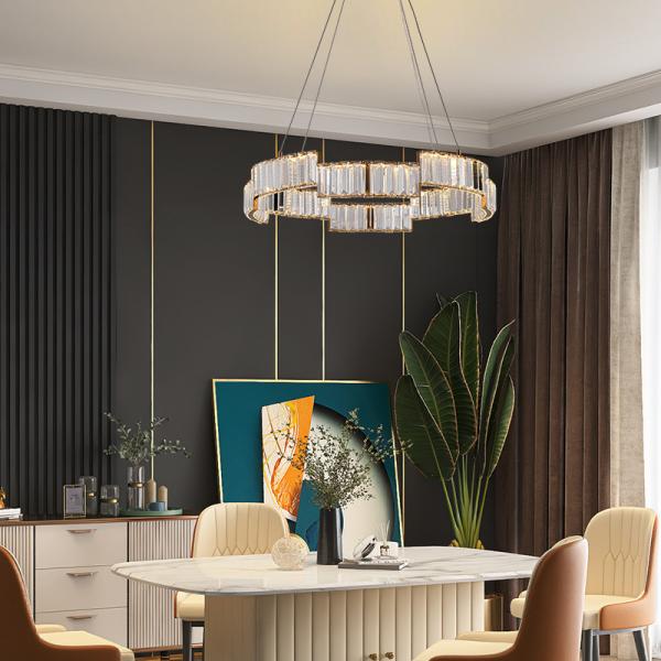 Lumière à pendentif en cristal moderne avec finition dorée 3000-6000K