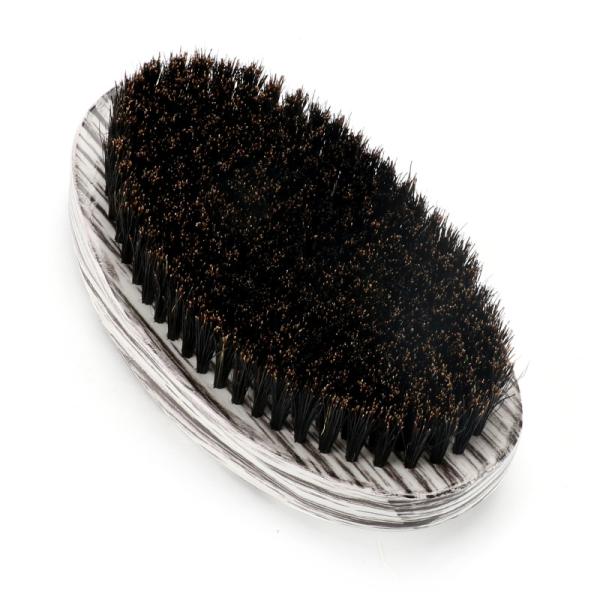 Boar Bristle Brush 360 Waves Brush with Customized Color White PU Curved Palm