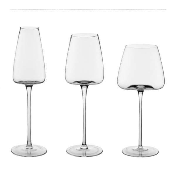 Handblown Crystal Burgundy Red Wine Glasses Lead Free 260ml