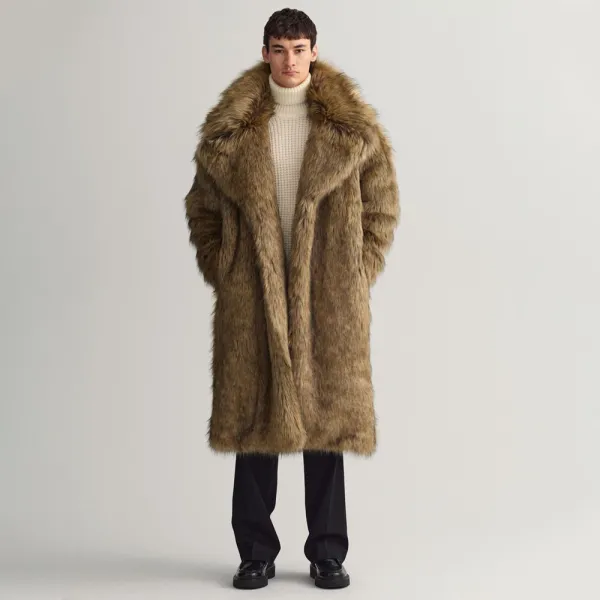 XL XXL Winter Faux Fur Coat Mens Cardigan Europe America Big Fluffy Coat Men