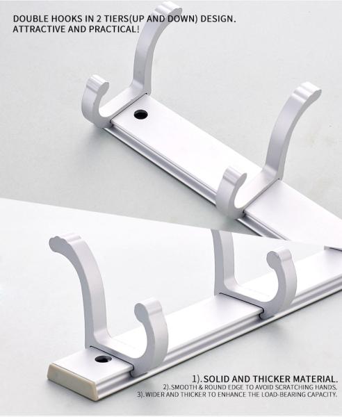 Heavy Duty Stainless Steel Bathroom Hooks , Wall Mounted Coat Hooks Multifunctional