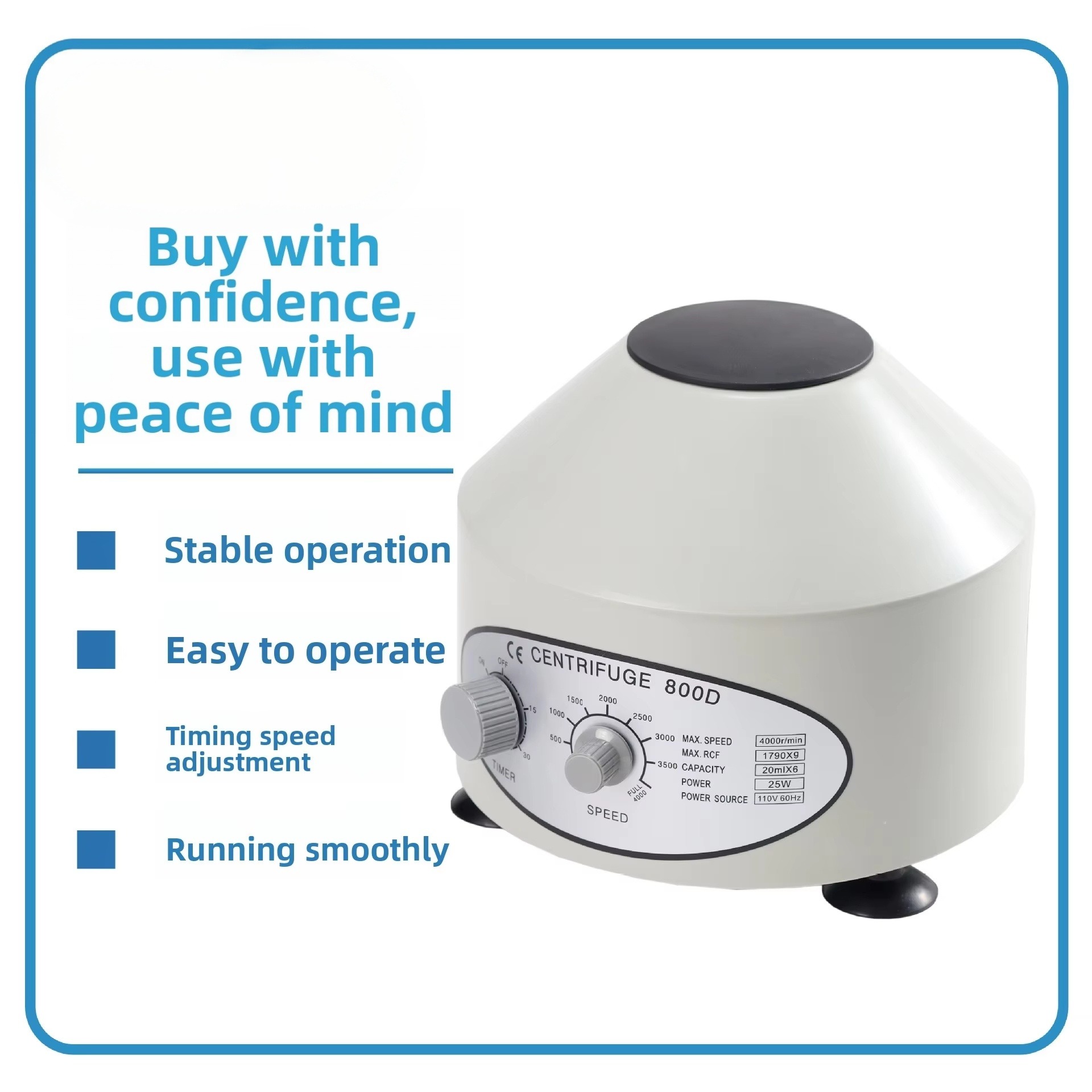 Factory Supports 800D Portable 4000rpm 6x10ml Angle Rotor Mini Centrifuge Laboratory Separation Equipment